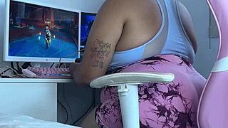 online gaming turns into a curvy latina's embarrassing fart fail in tight leggings