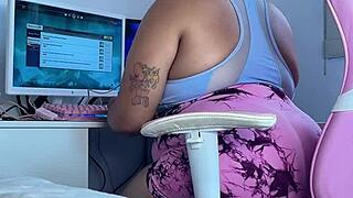 online gaming turns into a curvy latina's embarrassing fart fail in tight leggings