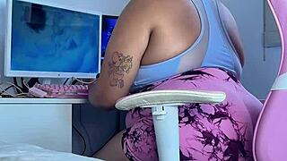 online gaming turns into a curvy latina's embarrassing fart fail in tight leggings