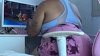 online gaming turns into a curvy latina's embarrassing fart fail in tight leggings