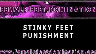 redhead wife forces sock and barefoot sniff humiliation on husband