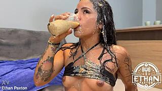 Michy Perez's sloppy puke piss recycling turns into wild domination fest