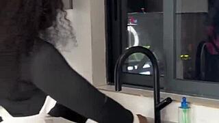 Ebon maid sneaks ride on boss cock bent over full vid