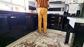 wanna watch this real amateur couple fuck hard doggystyle in their kitchen?