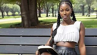 big ebony tits bounce wild outdoors in leather skirt sex frenzy!!