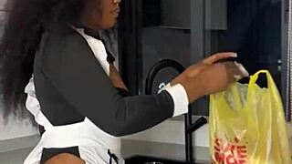 Ebon maid sneaks ride on boss cock bent over full vid