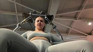 Young Woman Feels Intense Emotional Pleasure Masturbating Hard in Gym