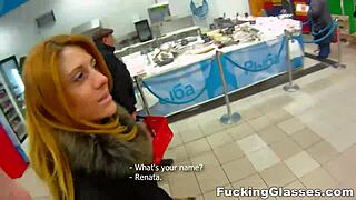 i'm pounding this clueless redhead renata's shaved pussy doggystyle with cumshot finish