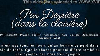 french nympho takes huge tits anal from behind in outdoor clearing with dirty talk audio 🍑🌳🔥