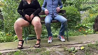 pervy stepmom gives stepson dirty flashing gifts outdoors 😏💦