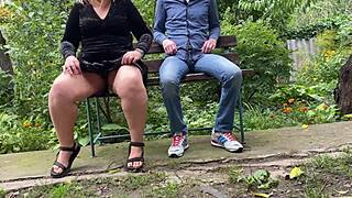 pervy stepmom gives stepson dirty flashing gifts outdoors 😏💦