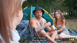 two shy russian teens rim asses outdoors then share cock cleanup