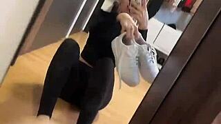 early morning blacknails girl slips into pink socks teasing fetish soles for feetworld fans