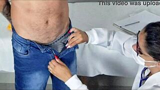 hot nurse doctor gives admission exam then craves patient's cock for deepthroat blowjob!