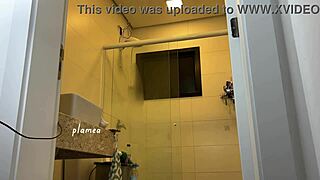 Sexy chick cleans in super tight mini shorts