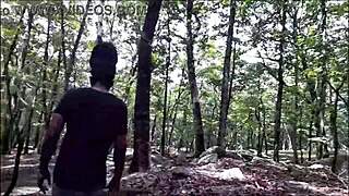 Southern babe licks ass and deepthroats in forest 😈💦