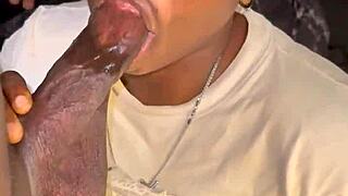 Gagging hard on that massive throbbing dick