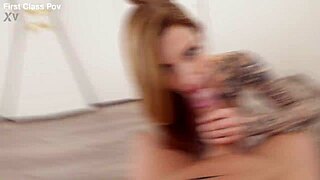 tattooed blonde penny archer gags on cock in rough facefuck hookup
