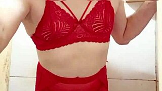 cdzinha in lingerie flashes her little cock in miniskirt panties so sexy