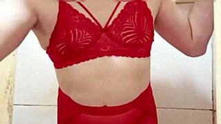 cdzinha in lingerie flashes her little cock in miniskirt panties so sexy