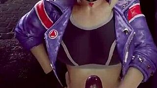 athletic babe blows big cock in hot fitness animation