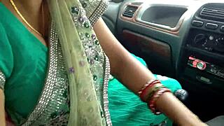 stepmom swallows stepson's cum after deep blowjob right in the outdoor car