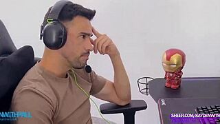 gamer dude's wild fantasy turns real with hot ffm threesome featuring big tits latina and blonde