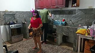 Perverted Neighbor Flashes Huge Ass While Hubby Watches Her Kinky Show