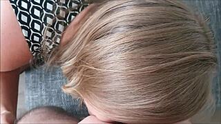 Chubby German blonde amateur deepthroats big cocks sloppy with cumshots swallows monster loads
