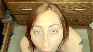 Feral flexible redhead slut teases with sloppy pov blowjob then wrecks pussy upside down