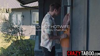 horny big tits redhead milf lauren phillips takes deep face fucking muff diving and hardcore pounding