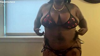 Hazelnutxxx poses in lighter bikini with face focus