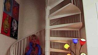 Brittany Andrews pegs pink-haired Vanessa Lane bent over with strapon