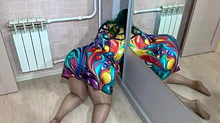 Busty stepmom's huge ass gets stuck in closet stepson pounds all holes doggystyle anal blowjob