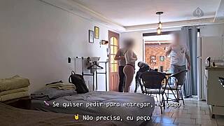 Wife teases legs with husband's friend
