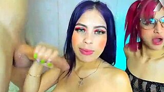 Colombian brunette slut chokes on rough monster cock face fucking with sloppy spit