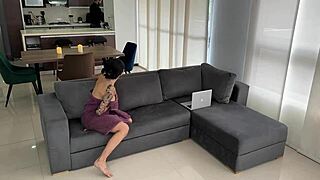 Big ass brunette Luna spies him worshiping shaking her hidden cam tits heels