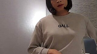 long legged shemale ting xuan strokes her cock outdoors in hotel public zone