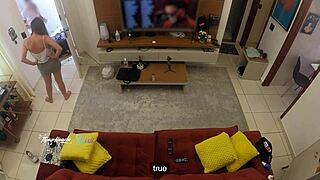 oh man hot wife thay ksada lets delivery guy suck her big natural tits on sofa after he recognizes her pov cuckold tease