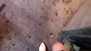 long legged shemale ting xuan strokes her cock outdoors in hotel public zone