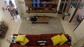 oh man hot wife thay ksada lets delivery guy suck her big natural tits on sofa after he recognizes her pov cuckold tease