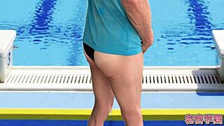 i borrowed the swim club's bikini... now masturbating secretly in pool 🏊‍♀️💦