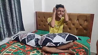 two desi girls team up on skinny guy for juicy ffm threesome in bedroom