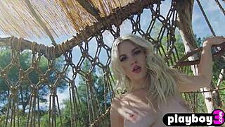 Sexy big natural tits blonde teen jazlyn ray poses naked with piercings for erotic playboy shoot