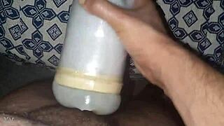 Moroccan amateur jerks monster cock at home