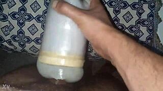 Moroccan amateur jerks monster cock at home