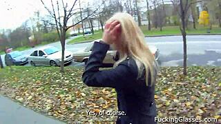 hailey's casual blowjob ends with hot facial cumshot blast