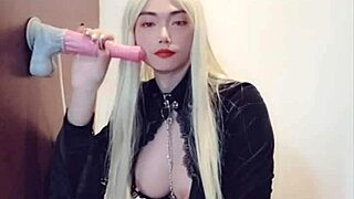 Sex with this shemale's monster cock in high heels feels insane!