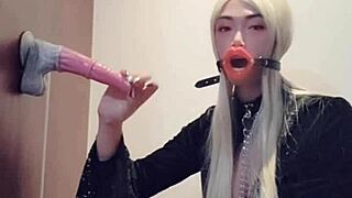 Sex with this shemale's monster cock in high heels feels insane!