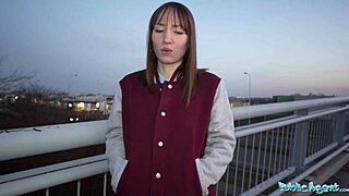 hot brunette dances public then takes hard pounding from agent